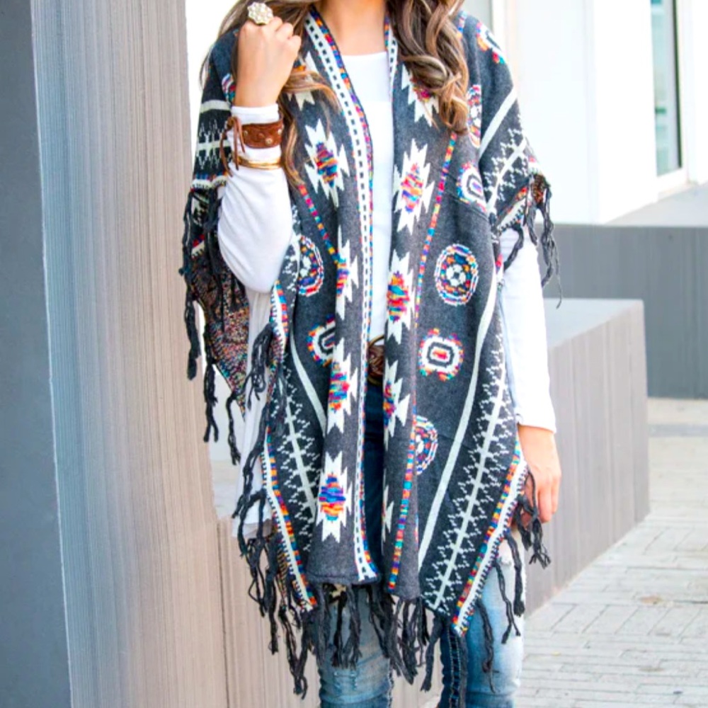 Hipster Row Fringe Cardigan - One Size